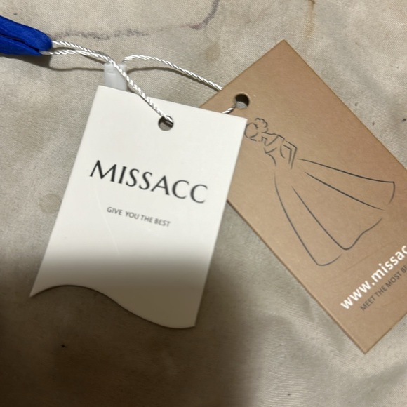 Royal Blue Off-The-Shoulder Sparkly Prom Dresses With Satin - Picture 8 of 9